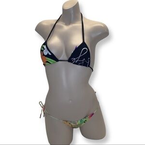 Recco Size Small Brazilian Floral Print Side Ties Bikini Set. New With Tags